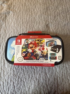 Nintendo Switch Game Traveler Deluxe Travel Case featuring Mario Kart artwork. 