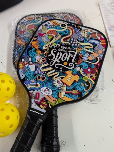 VINSGUIR Pickleball Paddle Set of 2 Composite Paddles with Case & Balls