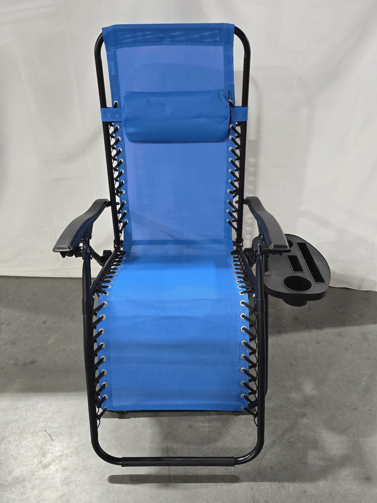 КРЕСЛО YOMIFUN ZERO GRAVITY СО СЪЕМНОЙ ПОДУШКОЙ И ПРИСТАВНЫМ СТОЛИКОМ - СВЕТЛО-ГОЛУБОЕ