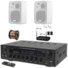Pyle PHDA6BT 400W Mic Inputs Receiver, 2x 4" 30W Speakers, VHF Microphone System