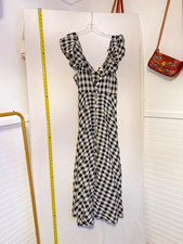 J. Crew Beachwear Gingham Maxi Dress Ruffle Sleeves Button Front Medium