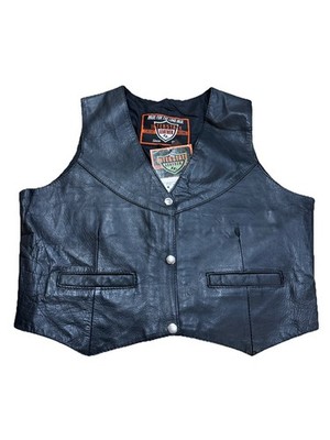 Motorcycle Vest Interstate Leather Original Classic Black Leather Women's Size L