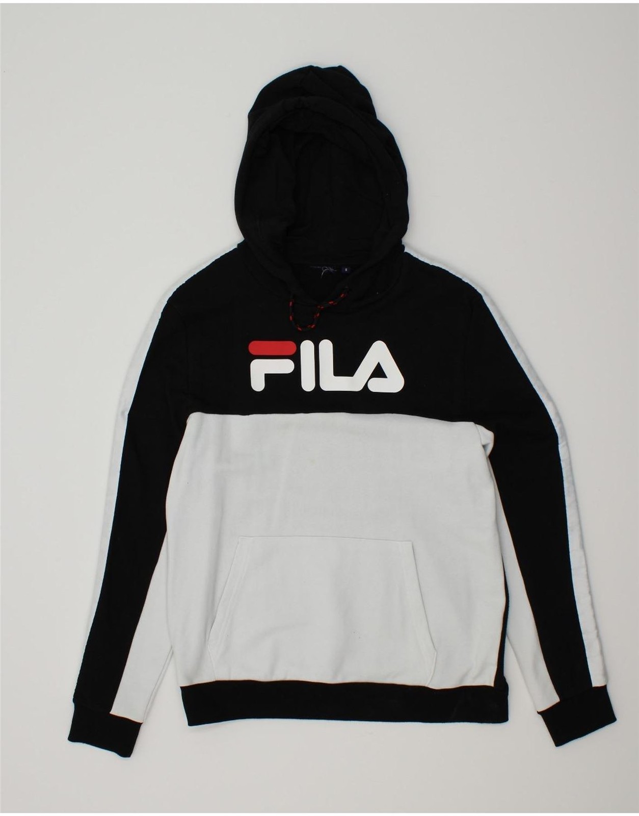 FILA Maglione Uomo Grafico con Cappuccio Piccolo Nero Colorblock Cotone BU54