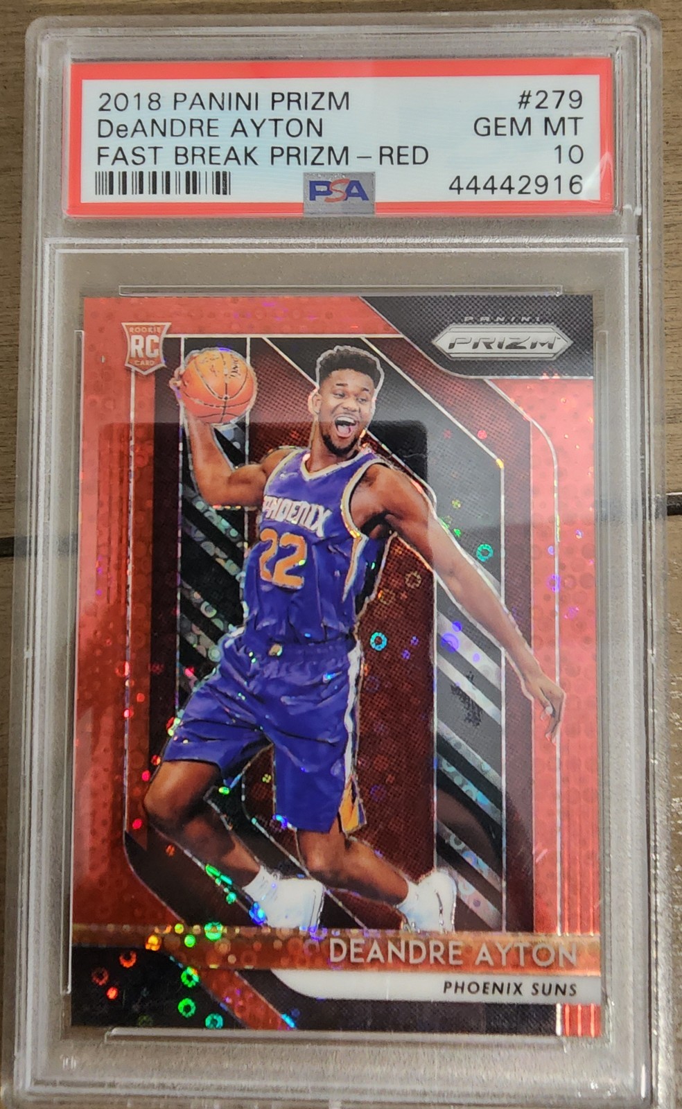 DeAndre Ayton 2018-19 Prizm Rookie RC #279 Fast Break Red /125 - PSA 10