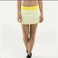 Lululemon Run Track Attack Yellow Striped Skirt/Skort