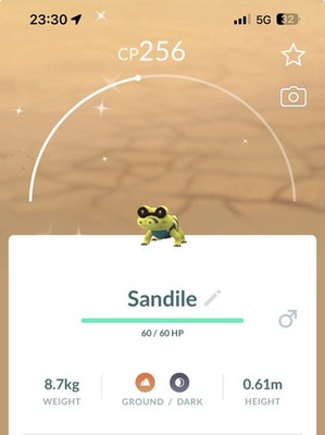 Shiny Sandile Pokemon Gen5 Go Same/30 Day Pokémon Krokorok Krookodile Unova