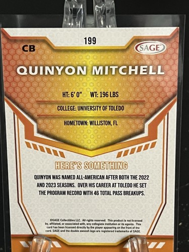 QUINYON MITCHELL-----2024 SAGE HIT----KOSTENLOSER VERSAND - Bild 2 von 2