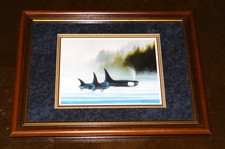 Kenneth F. Aunchman 1991 Limited Edition ORCA Killer Whales Print Signed Framed