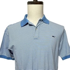 Vineyard Vines Shirt Mens Small Blue Striped Short Sleeve Polo Edgartown NEW