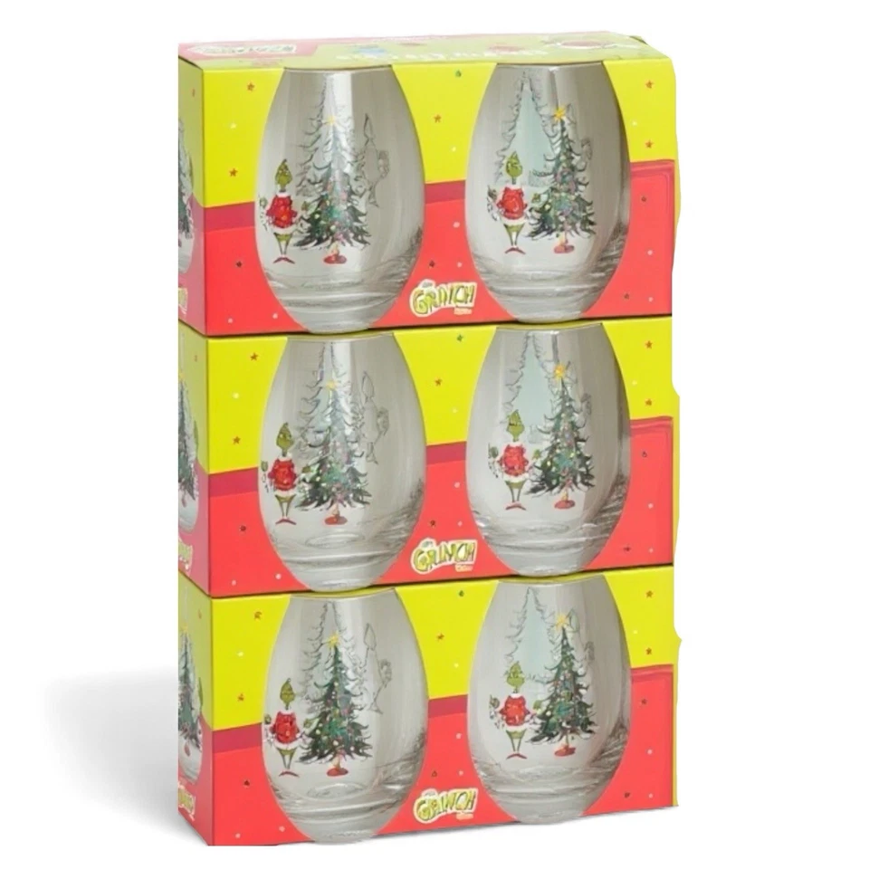 The Grinch Stemless Drink ware Glasses Set of 6 Christmas Holiday Dr Suess 2025 - Image 2 of 4
