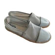 Sam Edelman Lena Perforated Mesh Leather Flat Espadrille Blue Boho 8.5