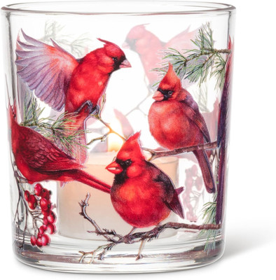 Cardinals Votive/Tealight Candle Holder - Glass, Red (3'' H)