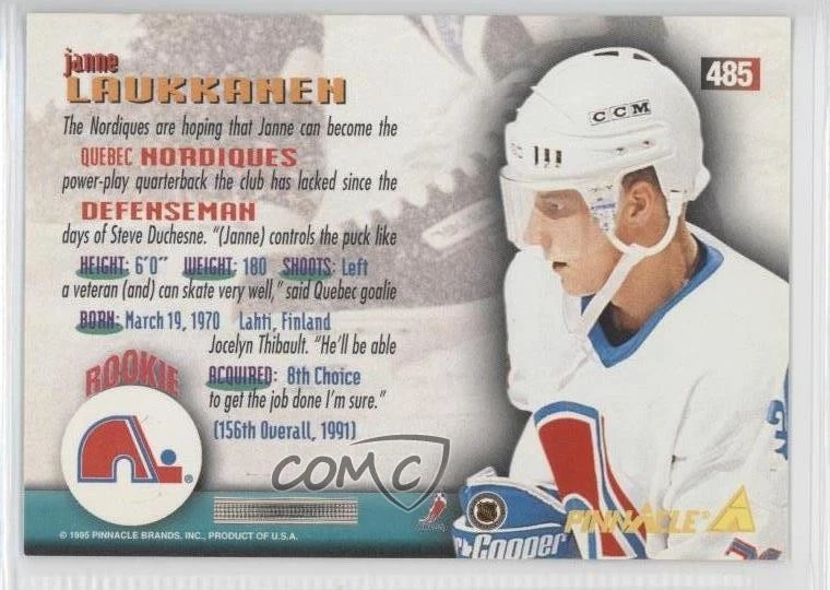 1994-95 Pinnacle Janne Laukkanen #485 - Image 2 of 2