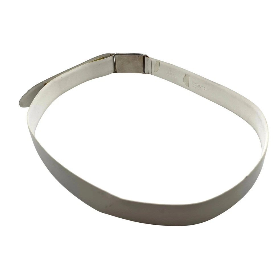 Cinturón Bally Hombre Cuero Blanco Hebilla Plateada Talla 36/90 Hecho en Italia Foto 2 de 4