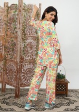 Women  s Cotton Co-Ord Set 2-Piece Loungewear   Multicolor Floral Printed Set