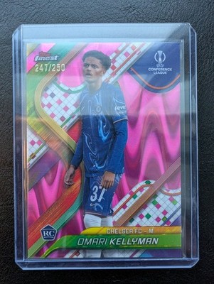 Omari Kellyman Topps Finest Chelsea FC #142 Pink Raywave Refractor /250 RC