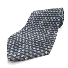 Geoffrey Beene Luxury Tie Blue Green Striped Geometric Silk Necktie 57" x 3.75"