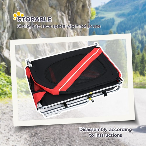 Dog Bike Trailer with 3 Entrances Large Wheels, Red - Picture 5 of 11