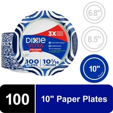 Dixie Ultra Disposable Paper Plates, 10", Multi-Color, 100 Count...