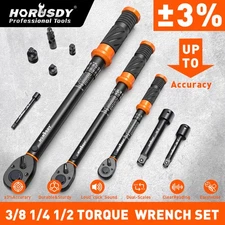 Torque Wrench Adjustable Torque Wrench 1/2" & 3/8" & 1/4" Drive Reversible Cr-V