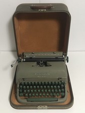 Vintage Remington Quiet-Riter Typewriter Miracle Tab 1950's Green In Brown Case thumbnail