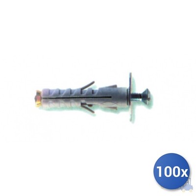 100x Fischer Tassello Mit Schraube Nylon SB A Vite E-100 9,4 Mm 9 Grau