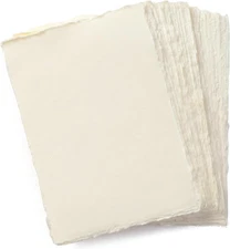 Handmade A4 Cream Mixed Media Paper with Deckle Edge - 8.25X11.7-150 GSM - 50 Sh