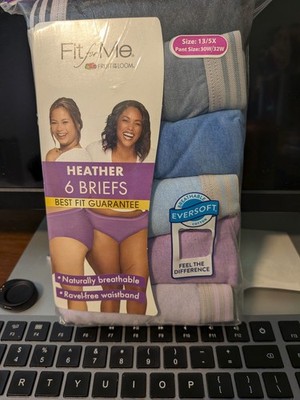Fruit of the Loom Fit For Me Heathers Briefs Panties - Size 13 - 6 Pack Assorted