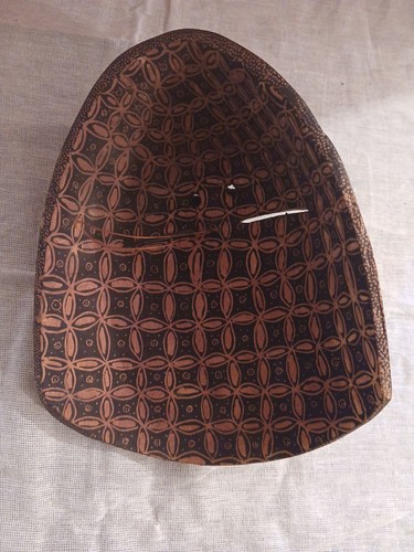 Indonesia Máscara facial colgante de madera escultura tallada a mano y pintada a mano-RARA - Imagen 4 de 5