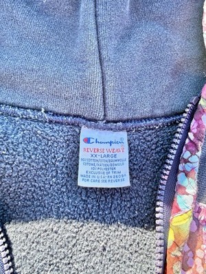 Vintage 90s Champion Reverse Weave Full Zip Upcycled Hoodie