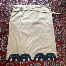VTG 80 s Sanibel Sport Navy Tan Elephant Appliqu Skirt S Teacher