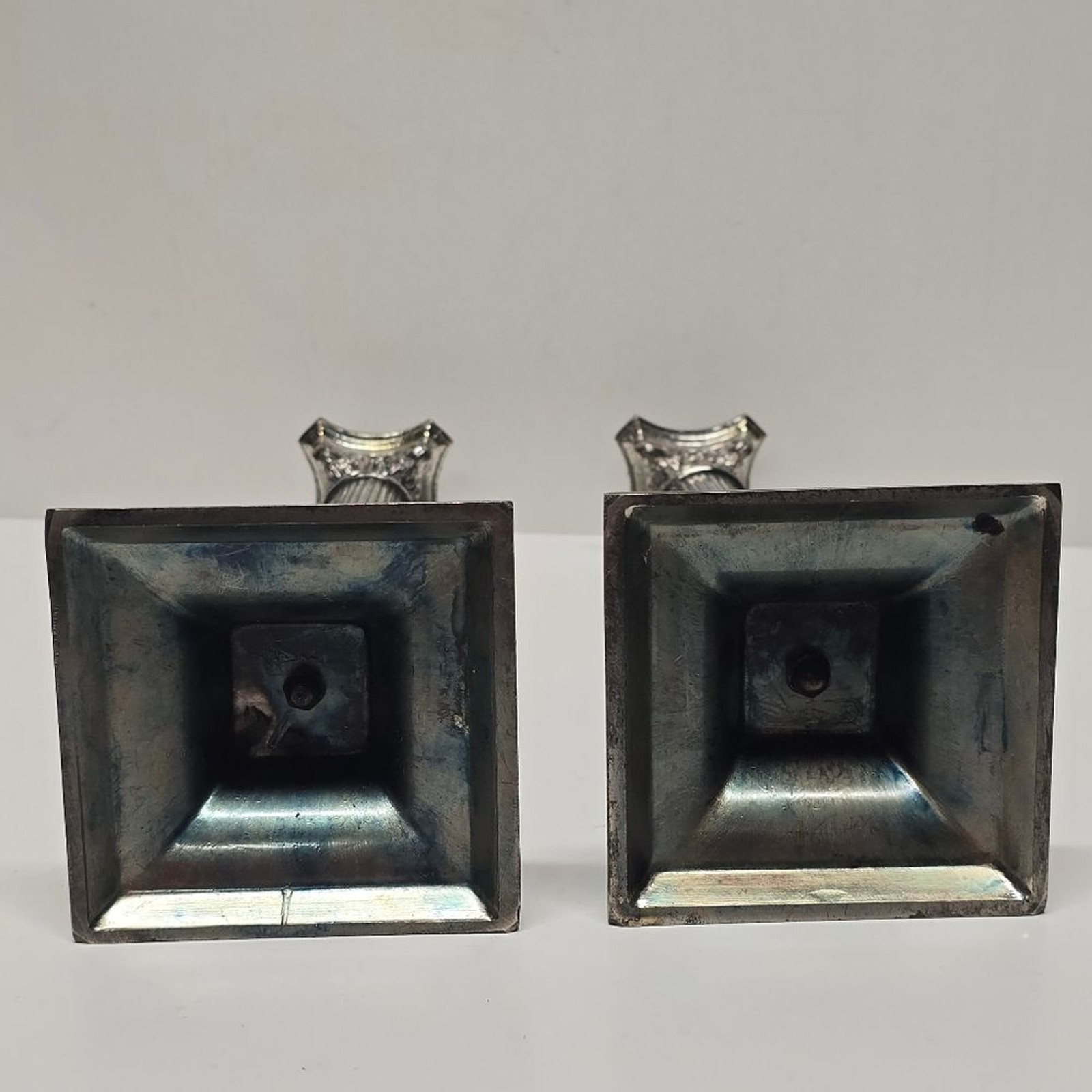 VTG WA William Adams Spain 10" Candlesticks Silver Plated Neoclassical Columns