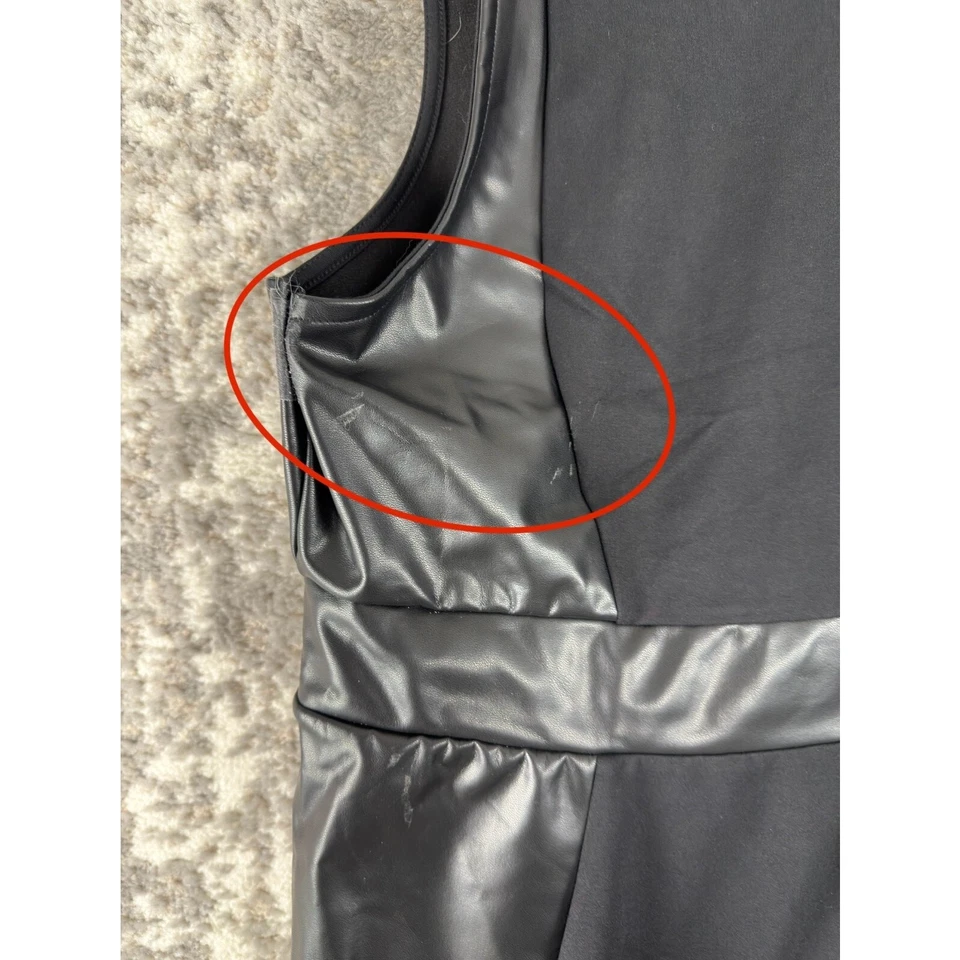 Vestido Torrid Talla Grande 22 Imitación Cuero Midi Cambio Negro Sin Mangas Cuello Redondo Foto 3 de 4