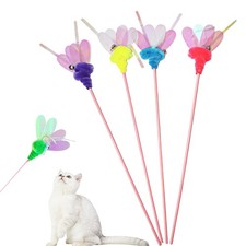 Cat Wand Toy, 4 PCS Insect Kitty Wands Colorful Cat Teaser Wands Interactive ...
