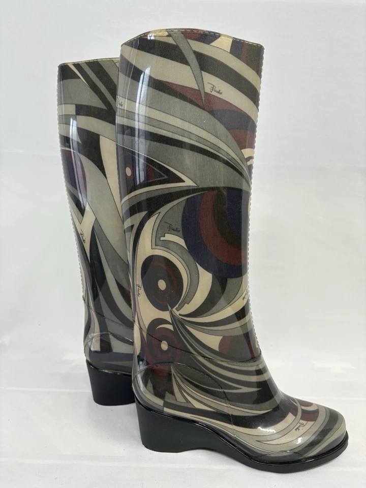 Emilio Pucci Rain Boots, Rain Shoes, Rubber, Women's Size 37, Made in Italy - Image 4 of 4