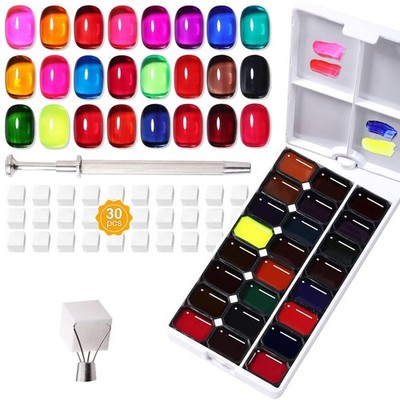 24 Color Patting Nail Gel Polish Kit, Jelly Ombre Painting Gel Palette