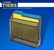 3 Tiers File Folder Organizer Desk Sorter Black Mesh Mind Reader
