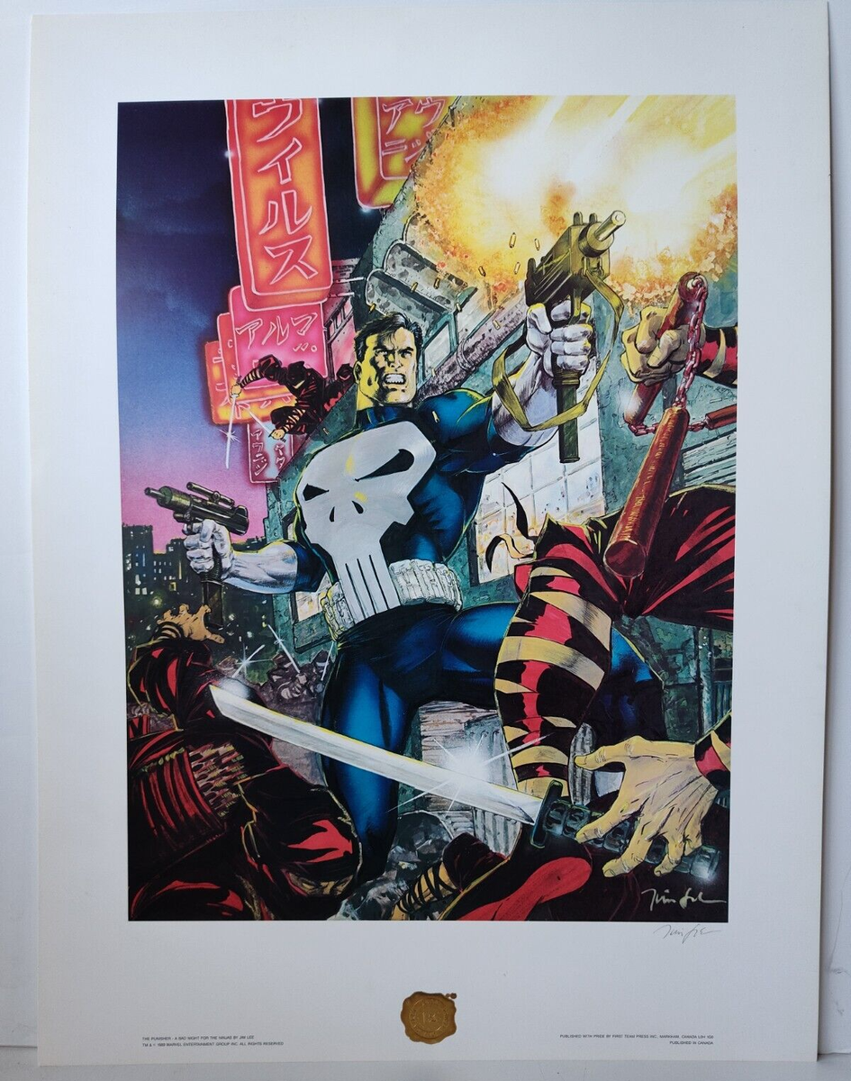 PUNISHER JIM LEE HAND SIGNED FTP MARVEL LITHOGRAPH 17 x 19 LIMITED