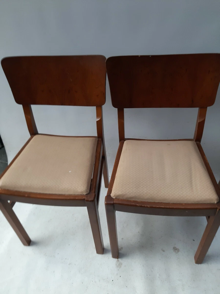 Vintage retro antique Danish mid century 60s 70s wooden dining chairs x 4