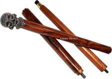 Solid Brass Skull Head Handle Vintage Style Victorian Wooden Walking Stick Cane
