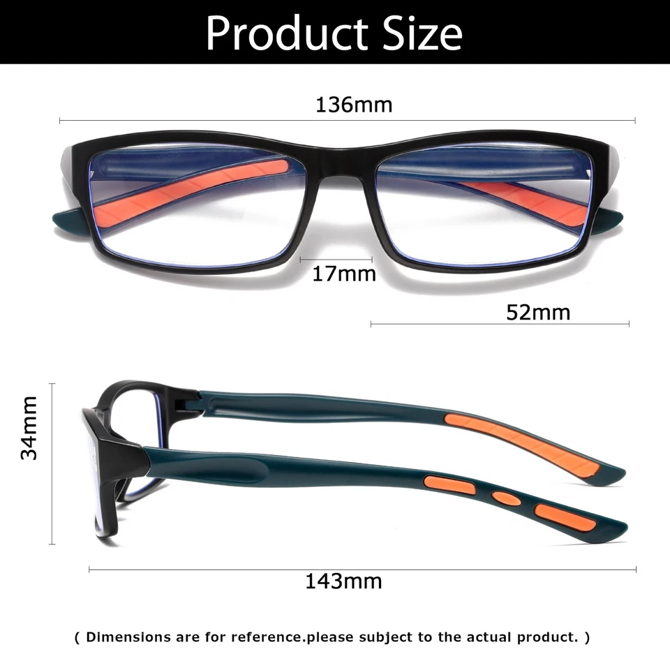 4 PK Hombres Unisex Gafas de Lectura Bloqueo de Luz Azul Negro Blanco Marco Lectores Foto 2 de 3