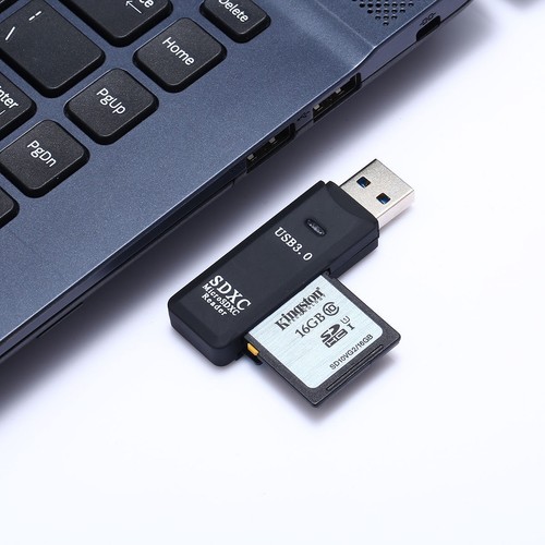 Adaptateur lecteur de carte mémoire haute vitesse USB 3.0 2 en 1 pour Micro SD SDXC TF T-Flash - Photo 2/6