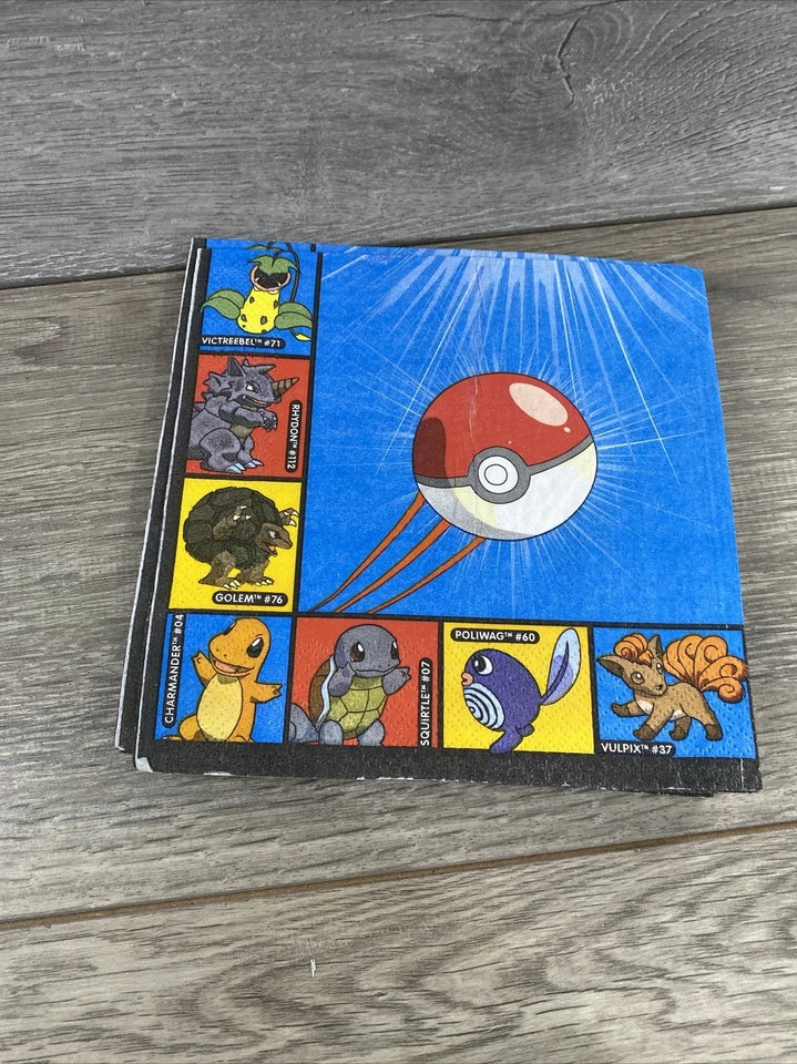Vtg 90s Pokemon Lunch Napkins 9 count Party Supply by American Greetings OPENED - Image 2 of 4