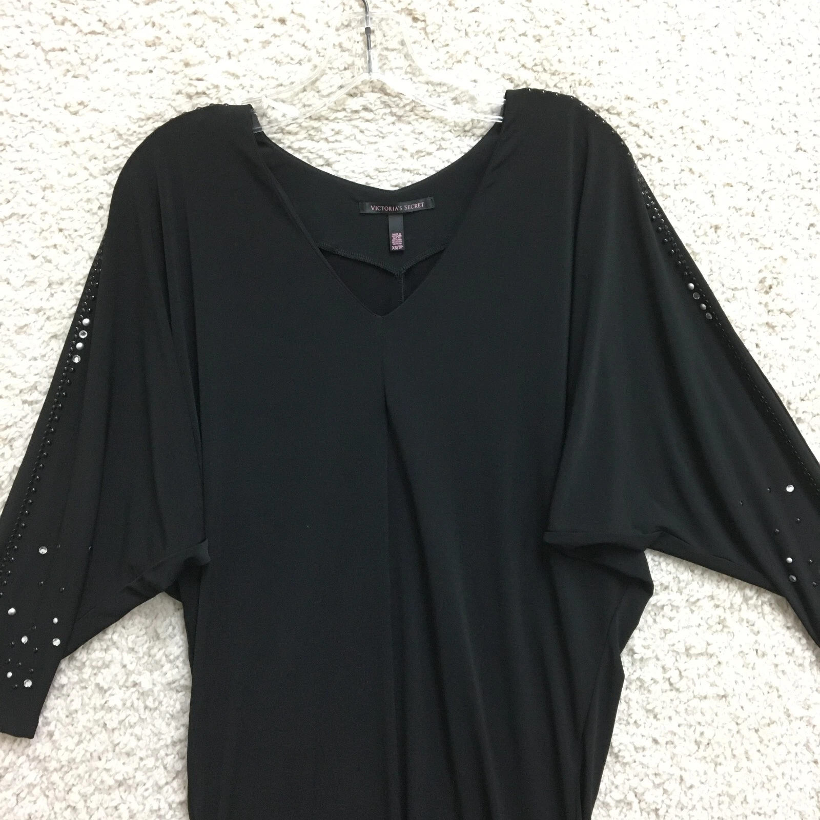 UNDERCOVER Abito Victorias Secret extra small donna nero mini scollo a V impreziosito elasticizzato