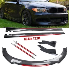 Front Bumper Lip Spoiler Side Skirt Carbon Fiber For 07-13 BMW 1 Series Body Kit