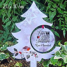 PERSONALISED CHRISTMAS TREE GRAVE plaque MEMORIAL STAKE IN LOVING MEMORY 