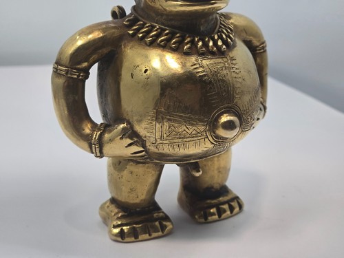 Antique Pre Columbian Men Idol God Solid 9-10K Gold Figure Statue - Picture 4 of 10