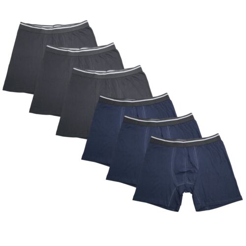 6PK Mens Boxer Briefs Black Cotton Breathable Underwear Soft Comfort Flex Fit - Picture 12 of 12