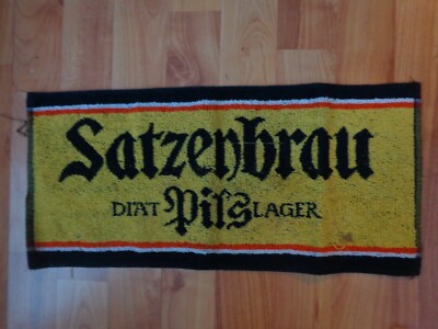 RARE VINTAGE SATZENBRAU DIAT PILS LAGER PUB BAR BEER TOWEL BREWERIANA MAN CAVE