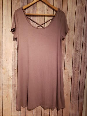 criss cross t shirt dress New Direction Womens Olive Green Criss Cross Soft T Shirt Dress Size PXL
